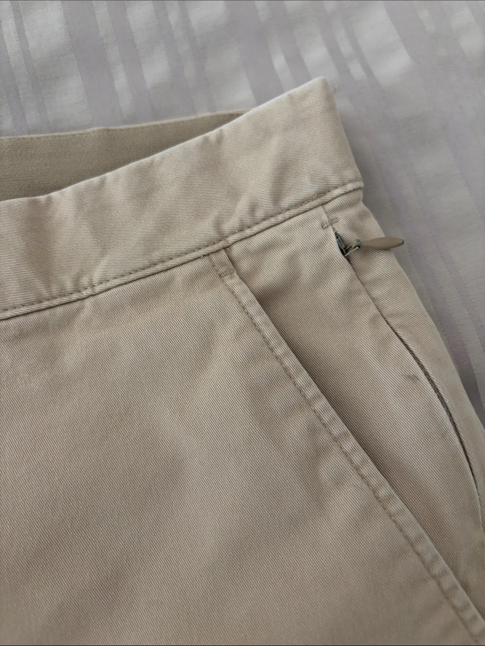 J. Crew FLEX Pants in Khaki and White Interior